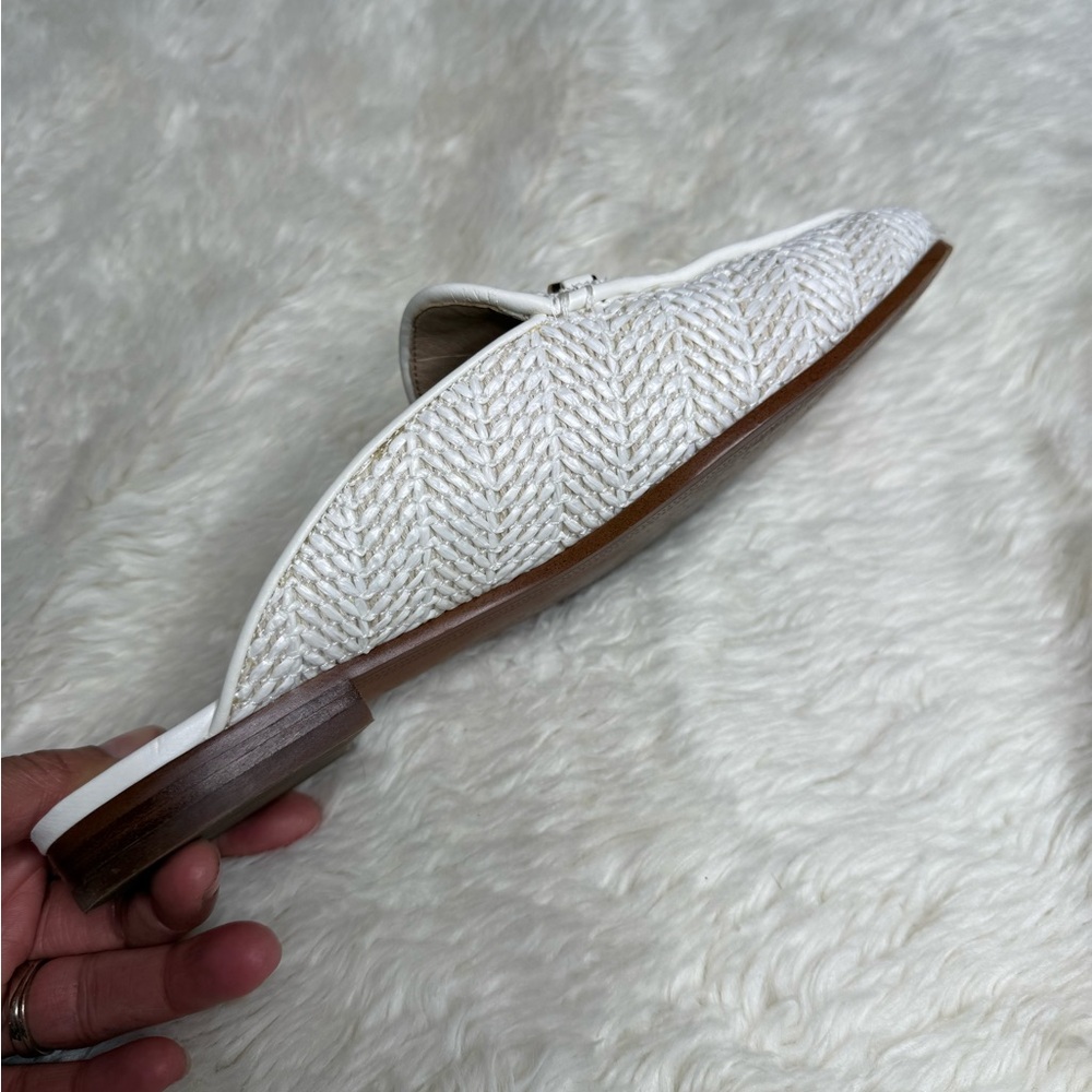 Sam Edelman Laurna Bit Woven Loafer Mule White Raffia Size 7.5 Linnie - Picture 6 of 13